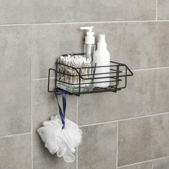 Полка на липучке, 24&times;14&times;10 см, цвет чёрный