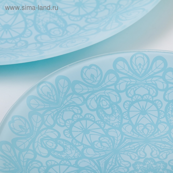 Сервиз столовый &laquo;Кружево&raquo;, 7 предметов: d=30 см - 1 шт, d=20 см - 6 шт, цвет голубой