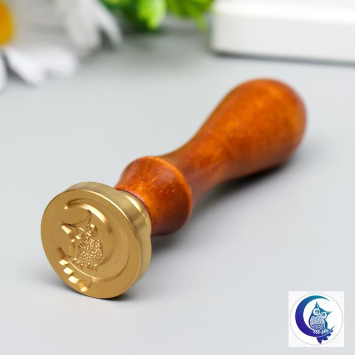 Печать для сургуча с деревянной ручкой Печать для сургуча с деревянной ручкой "Филин на месяце" 9х2,5х2,5 см