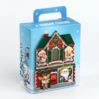 Подарочная коробка новогодняя новогодняя складная с 3D эффектом &laquo;Домик новогодний&raquo;, 18 x 15 x 7.5 см, Новый год