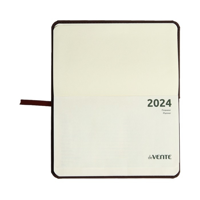Планинг карманный датированный 2024 года, 155 х 95 мм, 64 листа, deVENTE.Emblem, твёрдая обложка из искусственной кожи, кремовый блок 70 г/м2, коричневый