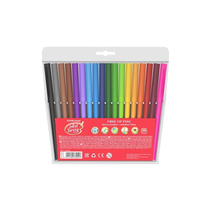 Фломастеры 18 цветов ErichKrause ArtBerry, 1-2 мм, микс Фломастеры 18 цветов ErichKrause ArtBerry, 1-2 мм, микс