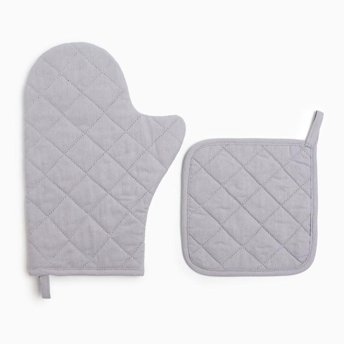 Набор кухонный Доляна "Любви и тепла": прихватка 17х17 см, варежка-прихватка 20х28 см, 35% хлопок