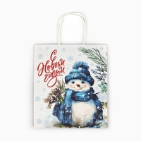 Пакет подарочный новогодний крафтовый &laquo;Счастья в новом году&raquo;, 22 х 12 х 25 см , Новый год