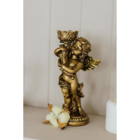 Подсвечник "Ангелочек" в правой руке, золото, 14х8х22 см, для свечи d=4 см Подсвечник "Ангелочек" в правой руке, золото, 14х8х22 см, для свечи d=4 см