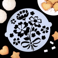 Набор кондитерских трафаретов для украшения выпечки &laquo;Букет&raquo;, 8 шт: 2 шт d=20 см, 6 шт d=8 см