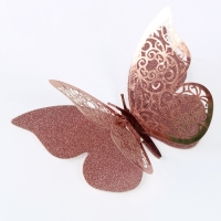 Набор топперов «Бабочки», с узорами, набор — 12 шт., цвет розовое золото Набор топперов «Бабочки», с узорами, набор — 12 шт., цвет розовое золото