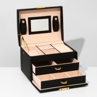 Подставка для украшений «Шкатулка» раздвижная с зеркалом, 17,5×14×13,5, цвет черный Подставка для украшений «Шкатулка» раздвижная с зеркалом, 17,5×14×13,5, цвет черный