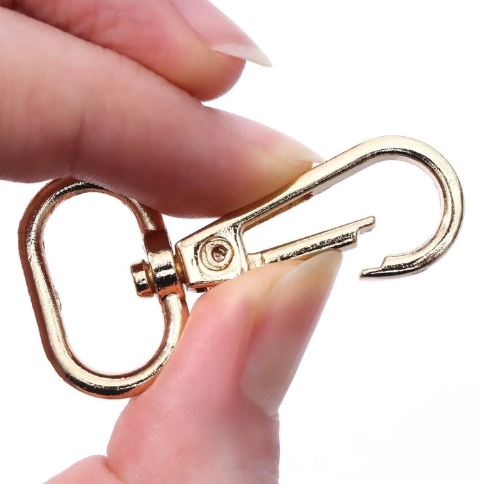 Карабин металлический, 46 &times; 30 мм / 25 &times; 2,5 мм, 5 шт, цвет золотой