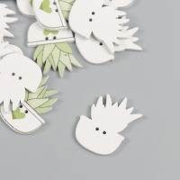 Пуговицы дерево для творчества 2 прокола "Суккулент в горшочке" набор 20 шт 1,8х2,5 см