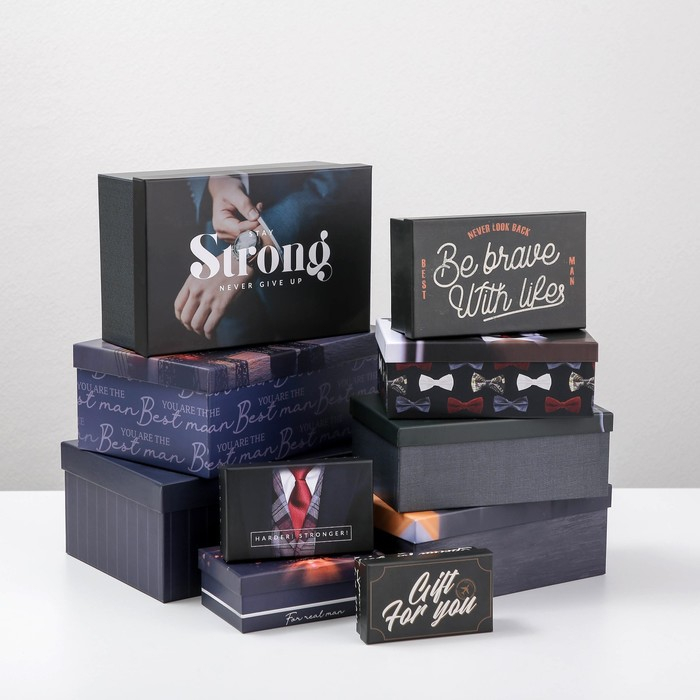 Набор коробок 10 в 1, упаковка подарочная, &laquo;MAN&raquo;, 12 х 7 х 4 - 32.5 х 20 х 12.5 см