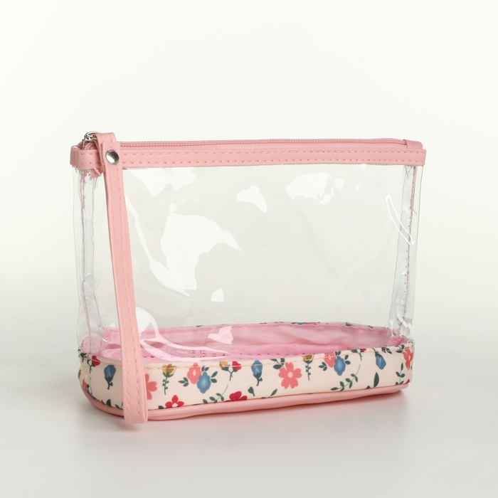 Набор косметичек 2 в 1 на молнии, цвет белый/розовый