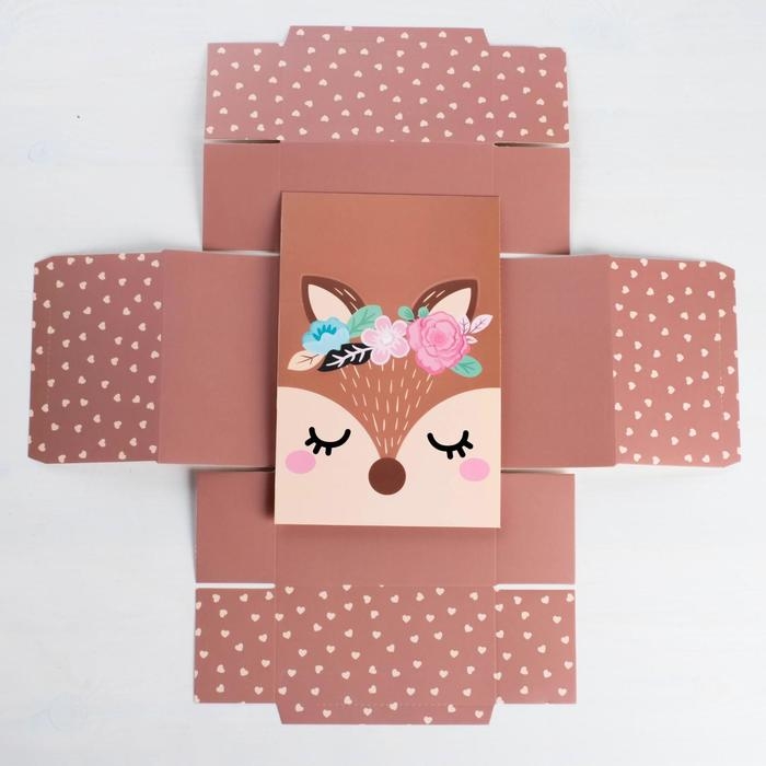 Коробка подарочная складная, упаковка, &laquo;Оленёнок&raquo;, 15 х 15 х 8 см