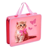 Папка с ручками А4, 330 х 260 х 75 мм, пластиковая, ручки-тесьма, Calligrata "Котик" Папка с ручками А4, 330 х 260 х 75 мм, пластиковая, ручки-тесьма, Calligrata "Котик"