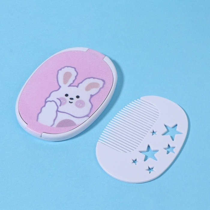 Зеркало складное &laquo;Зайка&raquo;, с расчёской, 6,5 &times; 9,5 см