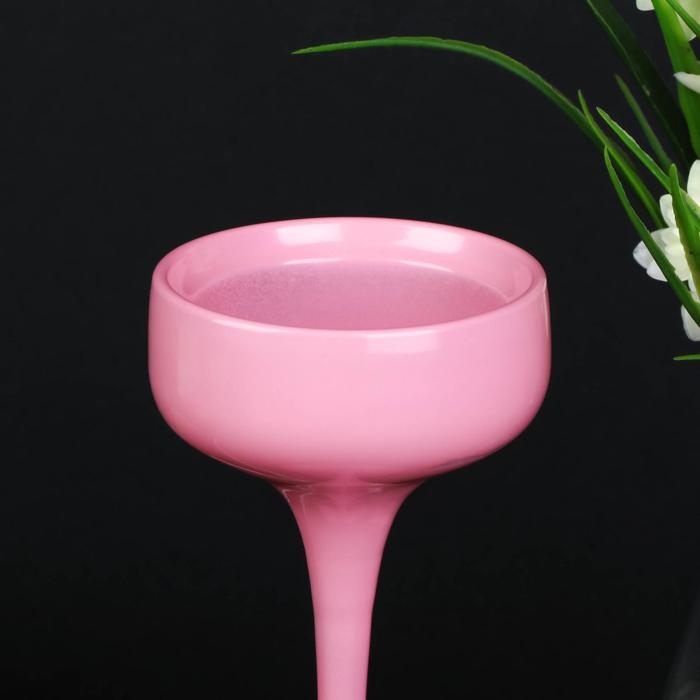 Подсвечник стекло Подсвечник стекло "Бокал-креманка" розовый набор 3 шт h- 17, 21, 24,5х12х12 см