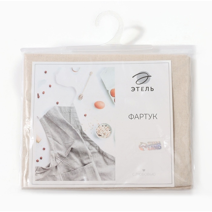 Фартук Этель ECO, цв.молочный, 60х70 см, 70% хл, 30% лён, 190 г/м2