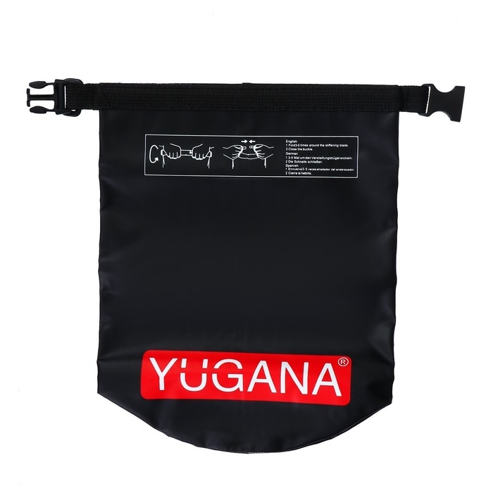 Гермомешок YUGANA, ПВХ, водонепроницаемый 5 литров, один ремень, черный Гермомешок YUGANA, ПВХ, водонепроницаемый 5 литров, один ремень, черный