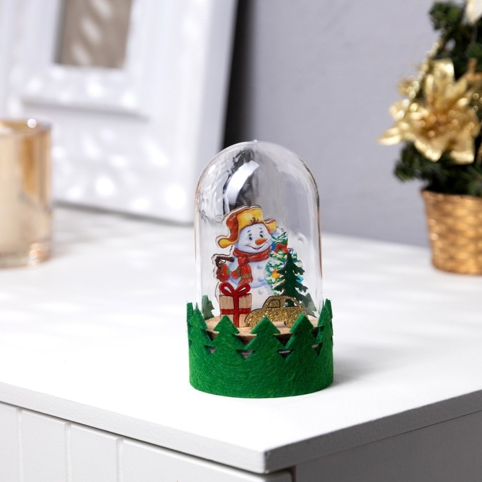 Светодиодная фигура под куполом &laquo;Снеговик&raquo; 6 &times; 10 &times; 6 см, дерево, батарейки LR1130х3 ( в комплекте), свечение тёплое белое