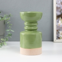 Подсвечник керамика на 1 свечу "Атлант" песочно-зелёный 9,5х9,5х17,5 см Подсвечник керамика на 1 свечу "Атлант" песочно-зелёный 9,5х9,5х17,5 см