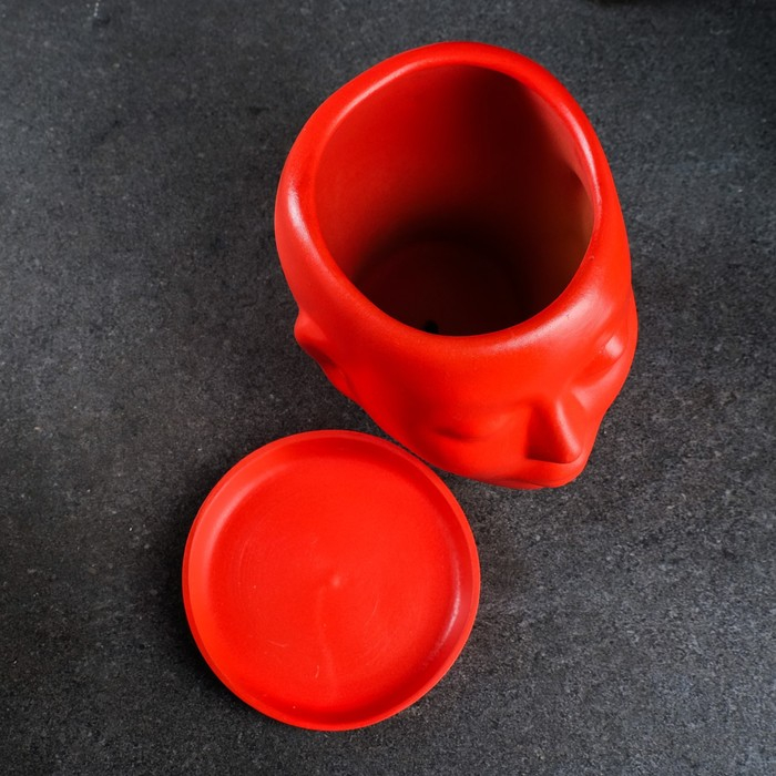 Горшок - органайзер "Голова" красный, 1,3 л / 16х16х14см