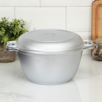 Казан, 3 л, крышка-сковорода, литые ручки, цвет серебряный Казан, 3 л, крышка-сковорода, литые ручки, цвет серебряный