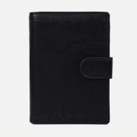 Портмоне мужское на кнопке, 3 в 1, для автодокументов, паспорта, карт, купюр, цвет чёрный Портмоне мужское на кнопке, 3 в 1, для автодокументов, паспорта, карт, купюр, цвет чёрный