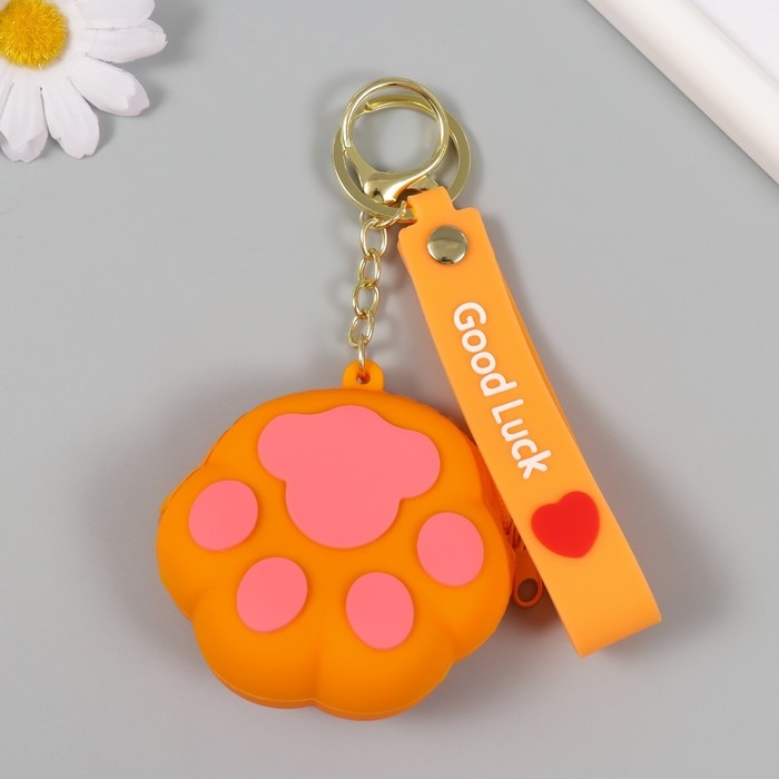 Брелок кошелёк с карабином, ремешком силикон "Лапка" 3х7х7,5 см