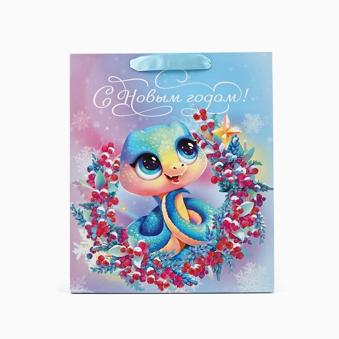 Пакет подарочный новогодний ламинированный &laquo;Змея 2025&raquo;, ML 23 х 27 х 11.5 см , Новый год