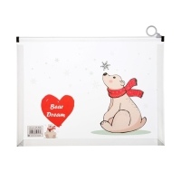 Папка-конверт на молнии формат А4, 180мкр, с рисунком "Медведи", МИКС Папка-конверт на молнии формат А4, 180мкр, с рисунком "Медведи", МИКС