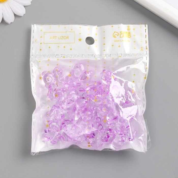 Декор для творчества пластик "Медвежонок" сиреневый набор 25 шт 1,8х1,5х1 см