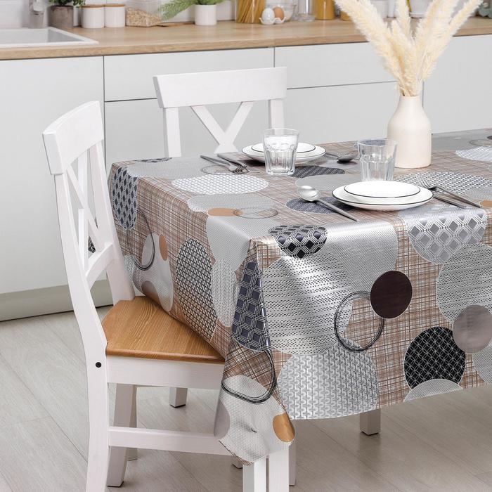 Клеёнка на стол на тканевой основе &laquo;Пузыри&raquo;, рулон 20 метров, ширина 137 см, толщина 0,25 мм, цвет серый
