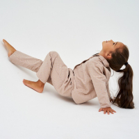 Пижама детская из фланели (рубашка, брюки) KAFTAN "Сердечки", рост 110-116, бежевый