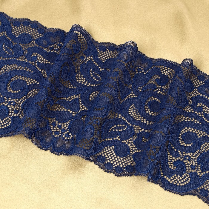 Кружевная эластичная ткань, 175 мм × 2,7 ± 0,5 м, цвет синий Кружевная эластичная ткань, 175 мм × 2,7 ± 0,5 м, цвет синий