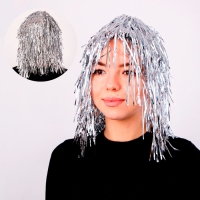 Карнавальный парик &laquo;Дождь&raquo;, 35 см, цвет серебряный