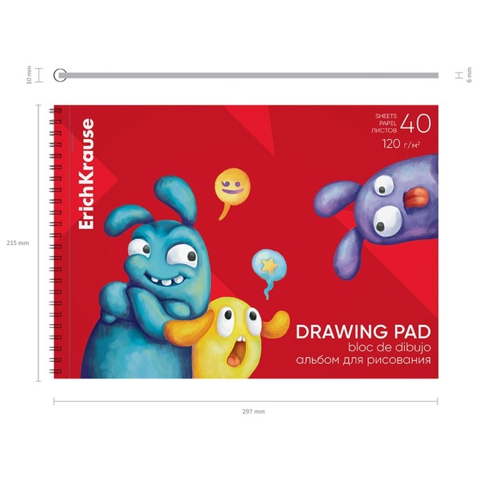 Альбом для рисования А4, 40 листов на спирали ErichKrause "Jolly Friends", микроперфорация