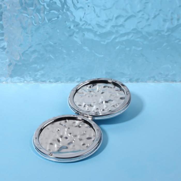 Зеркало - антистресс &laquo;Корги&raquo;, складное, d = 7,2 см, с увеличением, искусственная кожа, цвет голубой