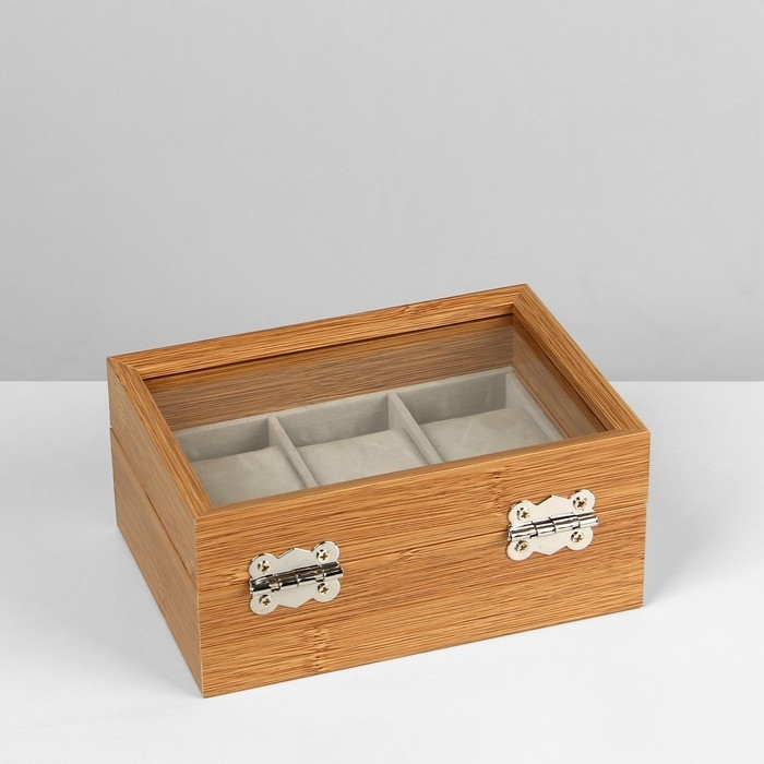 Подставка для часов, браслетов, дерево, 3 места 16,5&times;11,8&times;7,5 см, цвет серый