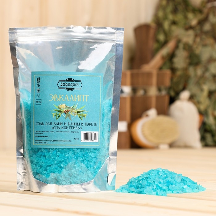 Соль для бани и ванны Соль для бани и ванны "Эвкалипт" 500 гр Добропаровъ