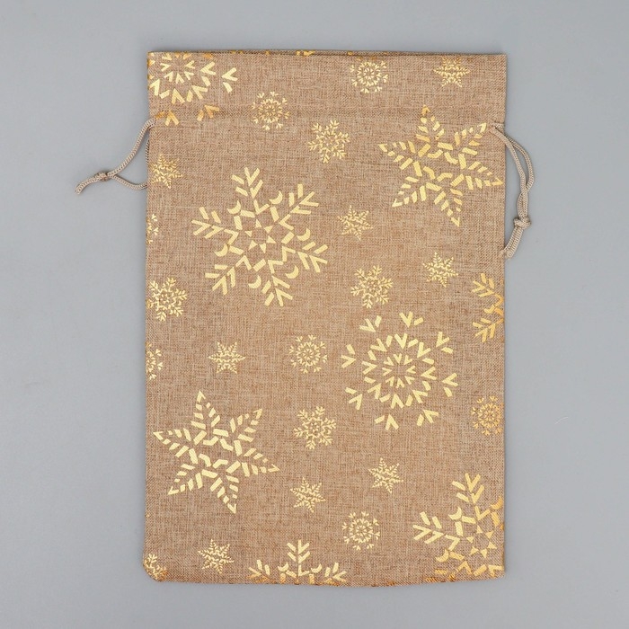 Мешочек подарочный холща &laquo;Новогодние снежинки&raquo;, тиснение, 16 х 24 см +/- 1.5 см, Новый год