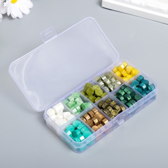 Набор сургуча Набор сургуча "Оттенки зелёного" перламутр 10 цветов 12,7х6,5х2 см