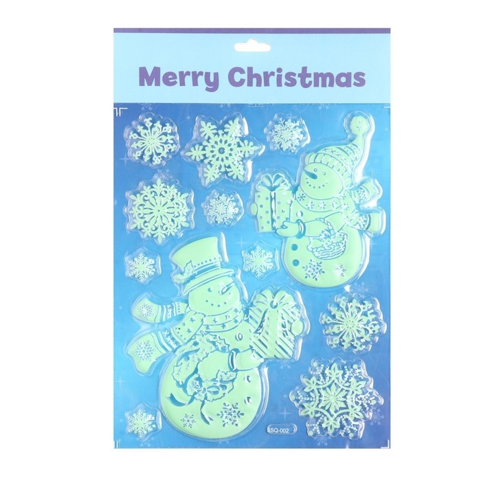 Наклейки на окна "Новогодние" снеговики, 27 х 18 см