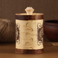 Туес "Гроздья рябины" Д8см, СОЛЬ, береста Туес "Гроздья рябины" Д8см, СОЛЬ, береста