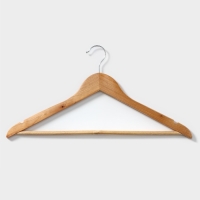 Плечики - вешалки для одежды Доляна, 44,5&times;23 см, 3 шт, с перекладиной, широкие плечики, деревянные сорт B