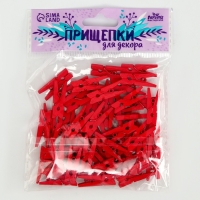 Набор прищепок для декора 50 шт., красные — 2,5 см Набор прищепок для декора 50 шт., красные — 2,5 см