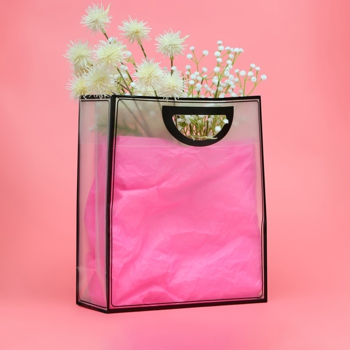 Пакет ПП с вырубной ручкой, прозрачный, 33 х 28 х 12 см, черный