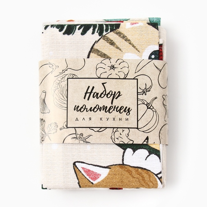 Набор полотенец Доляна "Счастья и любви" 28х46 см - 6 шт, 100% хл, рогожка 164 г/м2