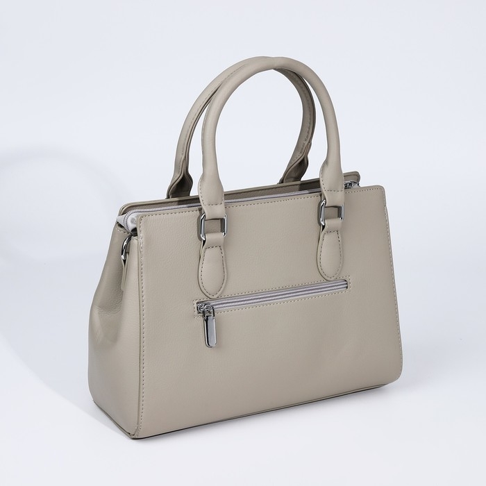 Сумка-тоут на молнии, наружный карман, цвет светло-серый Сумка-тоут на молнии, наружный карман, цвет светло-серый