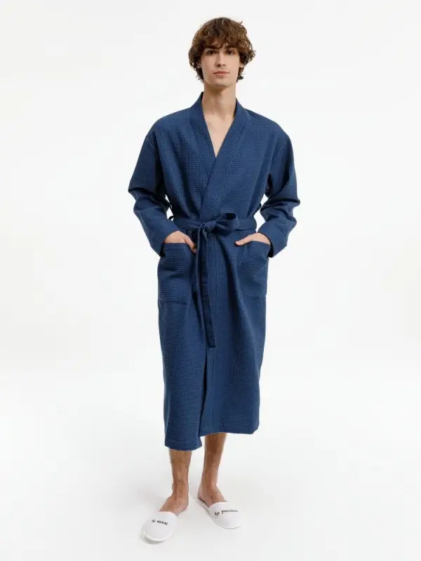 Халат вафельный Kimono, темно-синий, размер M/L
