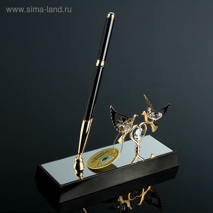 Ручка на подставке &laquo;Голуби&raquo;, 16&times;6&times;19 см, с кристаллами